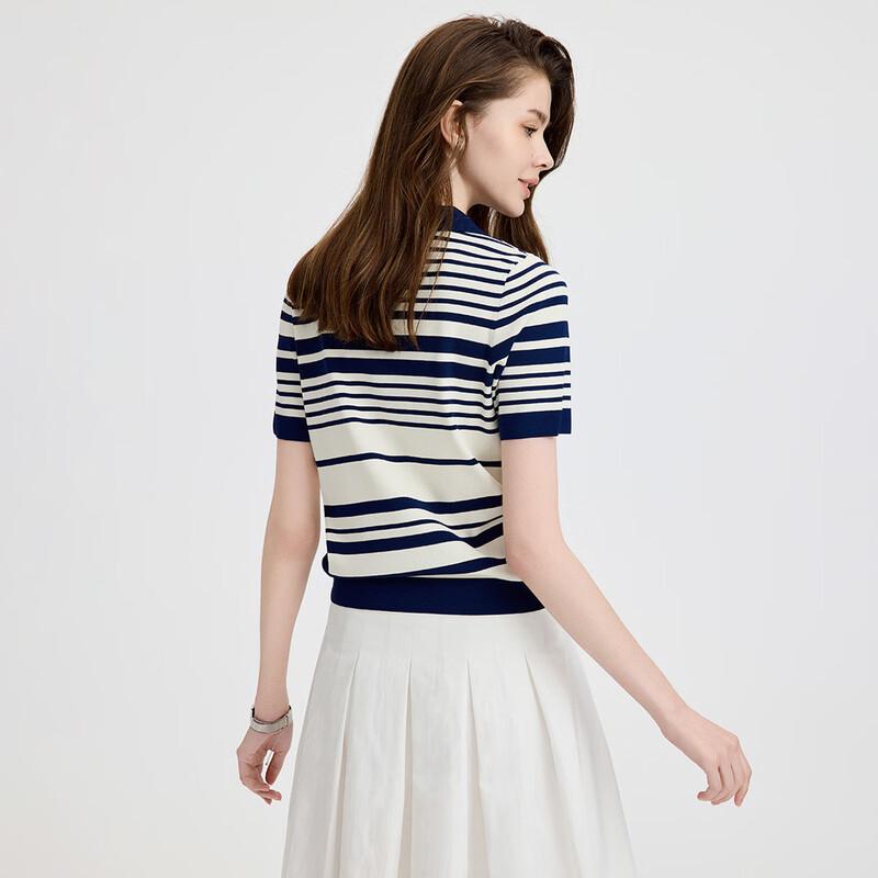 Navigare Striped Pullover Knit Polo Shirt