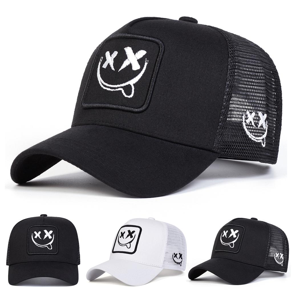 Boné de Beisebol Bordado com Expressão Adorável para Homens Chapéu de Malha Ajustável para Exterior Protetor Solar Lazer Chapéu Primavera Outono Viagem Turismo Férias na Praia