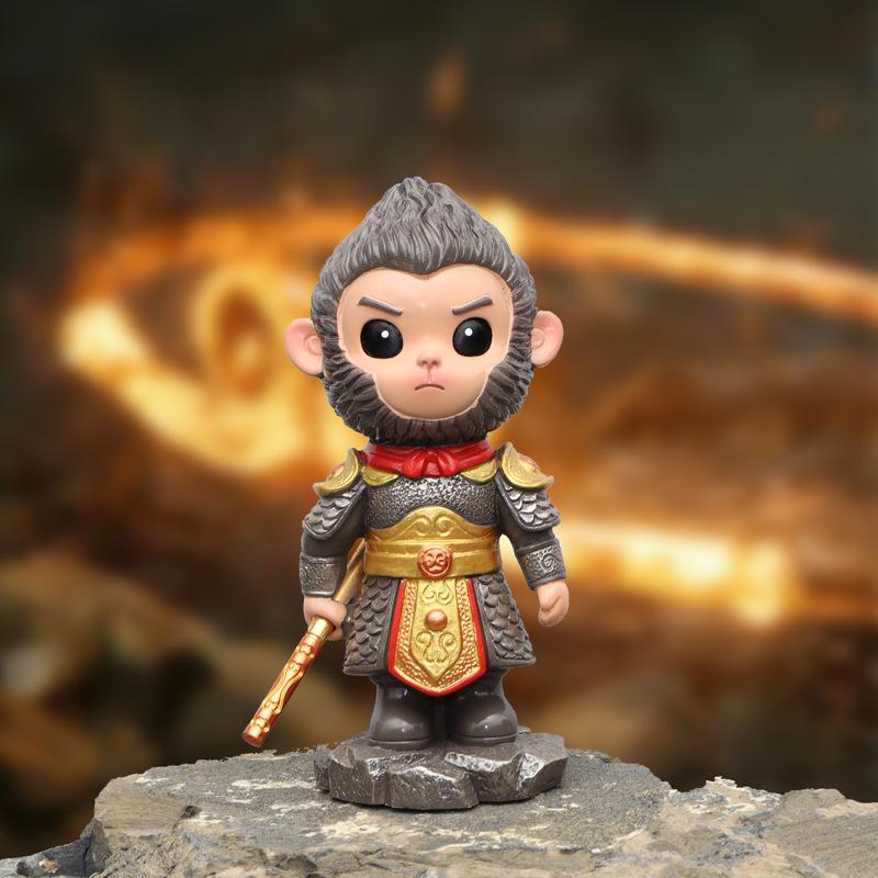 Mythical Monkey King Q Version Cute Cartoon Shaking Head Doll for Desktop or Car - Perfect Gift for Boyfriend