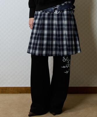 Love Is True Gt Belt Check Skirt(Navy)