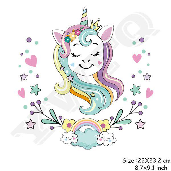 Flower Unicorn Stickers for Girls Boy Gift Badges Diy Accessory Heat Transfer Clothing Decor Patches