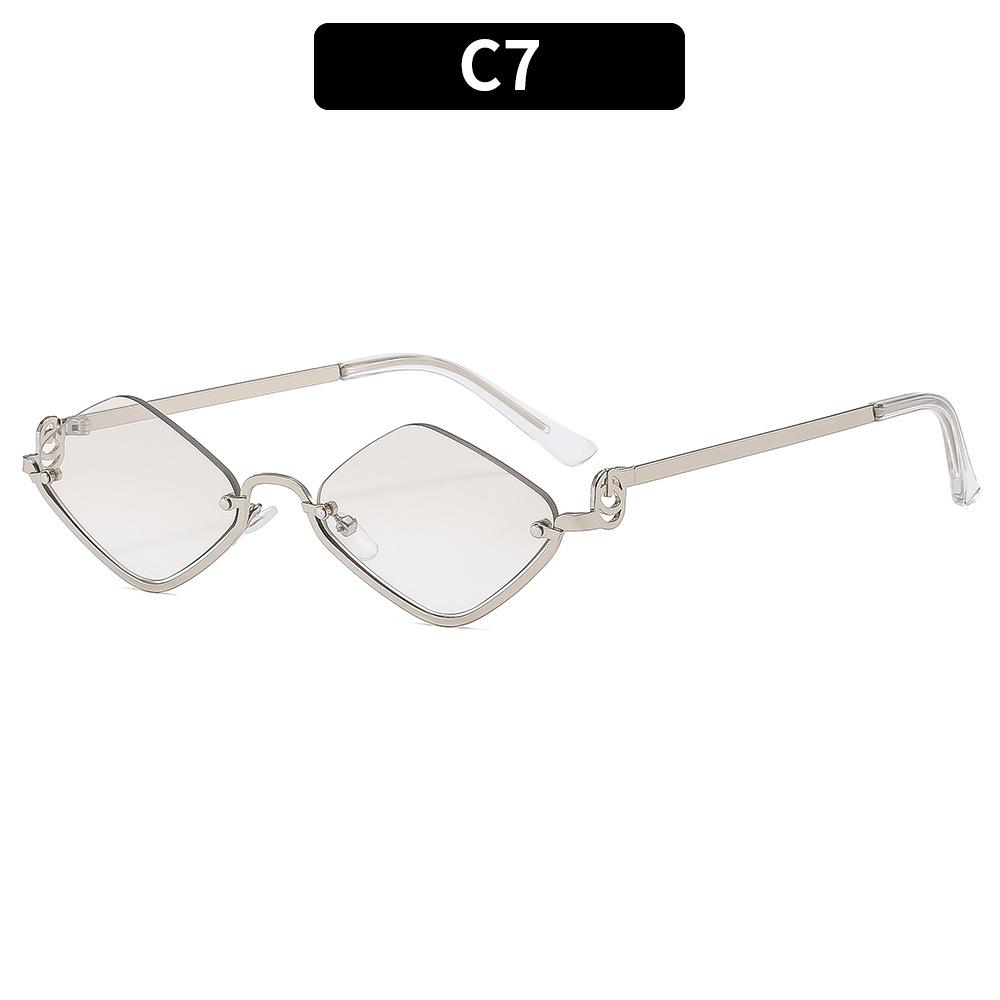 

Metal Half-frame Sunglasses Vintage Brand Men s Women s Rhombus Sun Glasses Ins Trend Cool Personalized Glasses Men Oculos UV400 MULTI серебряный
