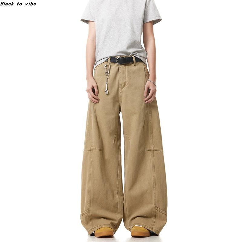 

Ретро трехмерный крой выстиранный комбинезон мужской и женский свободный прямой Майяр повседневный деконструктивный брюки 3XL хаки