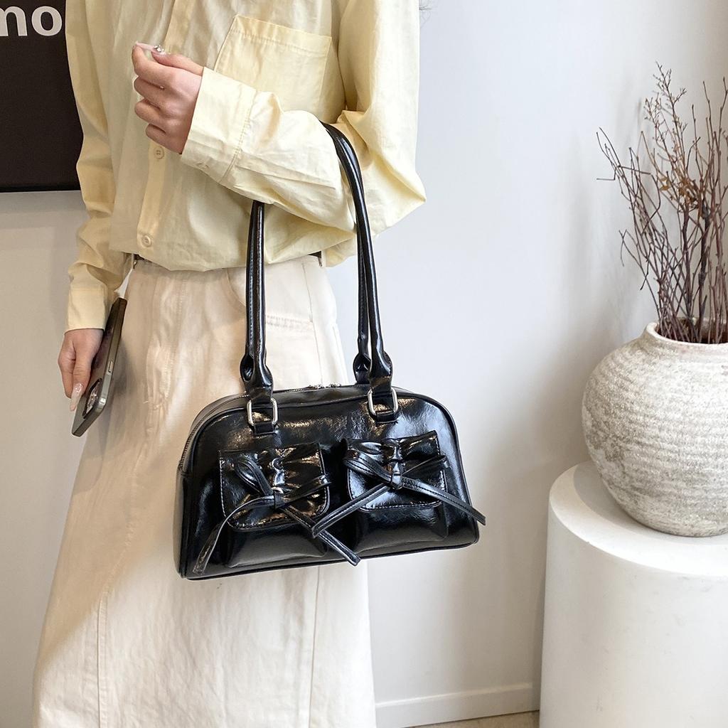 Folded bag women's bag underarm fashion popular bow texture small square bag tide