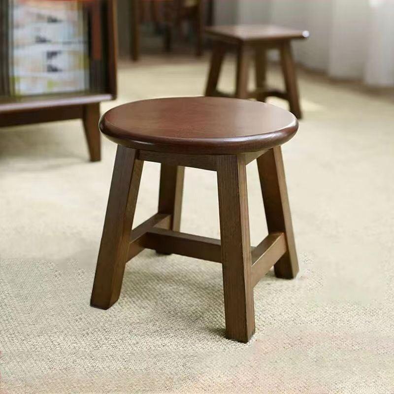 Walnootkleurig Massief Hout Kleine Kruk Moderne Chinese Woonkamer Schoenenwisselkrukjes Huishoudelijke Voetensteun Huismeubilair