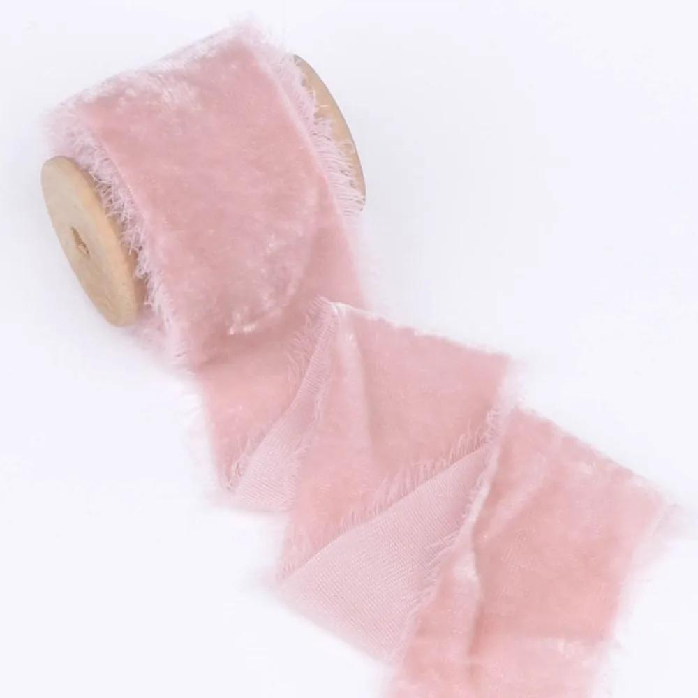 New 1 Meter Velvet Ribbon Thickening Ribbon Velvet Frayed Edged Ribbons Frayed Edge Gift Packing Ribbon Bouquet Wrapping