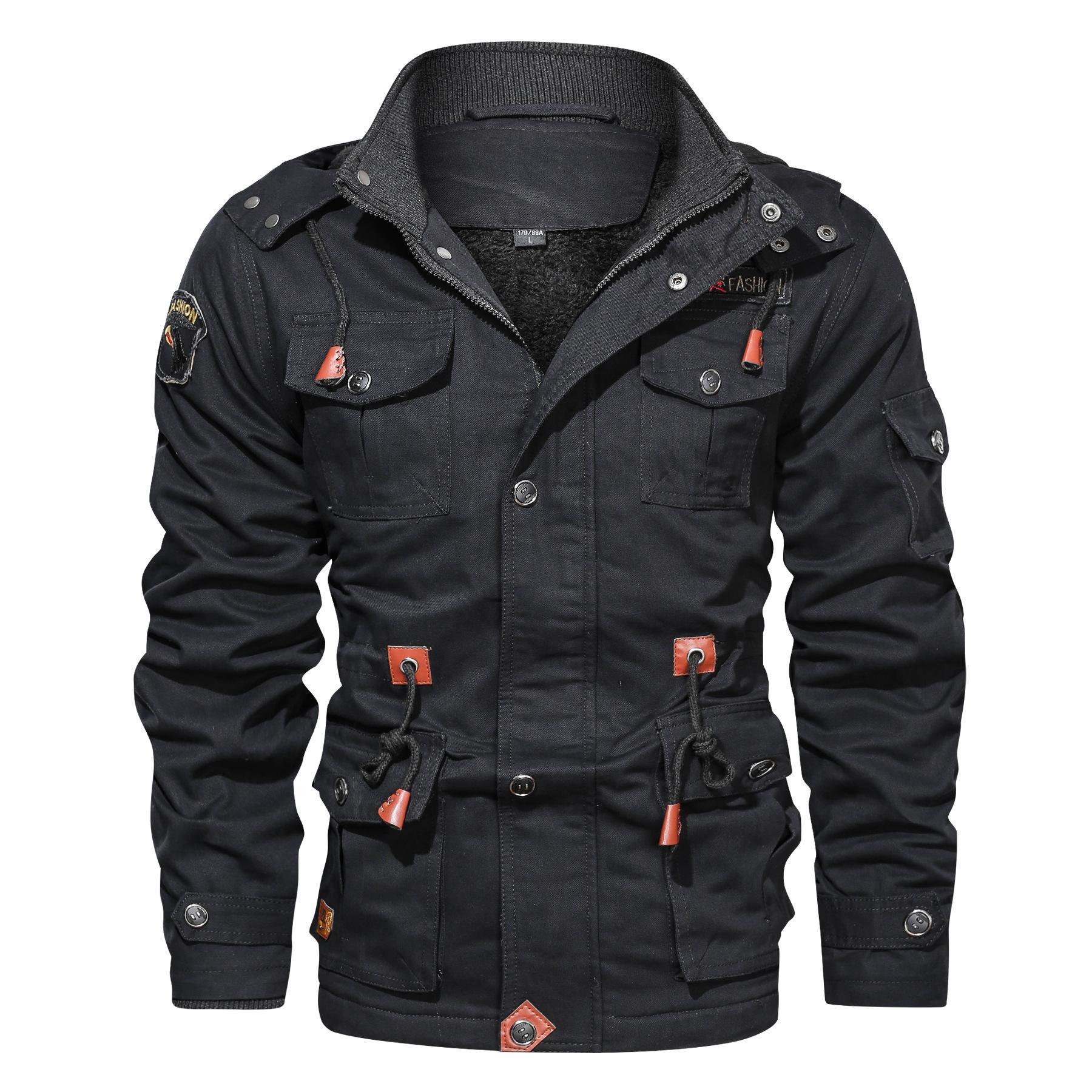 

Новая стираная куртка мужская зимняя флисовая с капюшоном большого размера мужская повседневная куртка 4XL чёрный