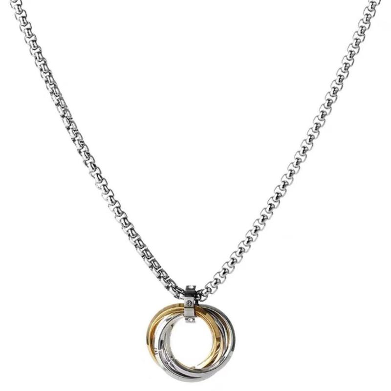 

Necklace For Men Hip-hop Three-ring Stainless Steel Simple Refined Minor Personality Tide Pendant Jewelry Gift