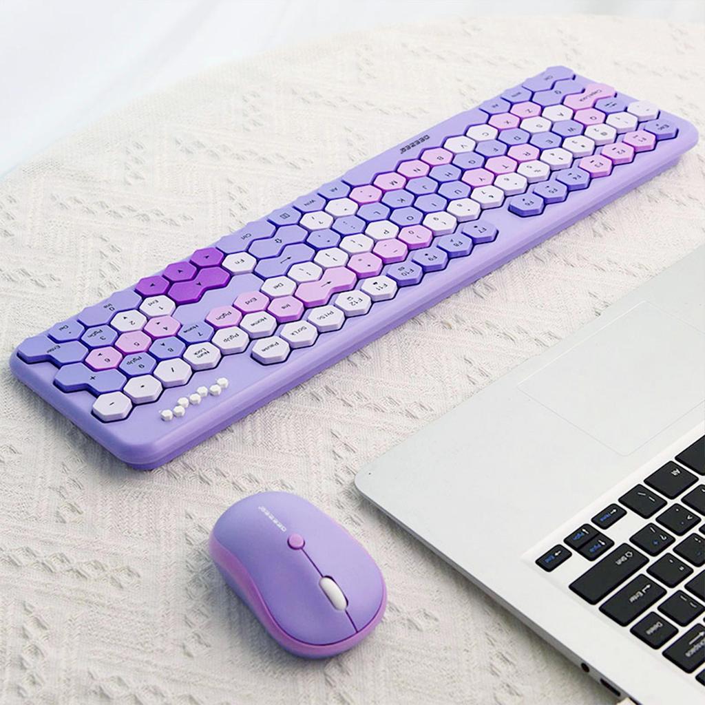 Ergonomická 2.4G Bezdrátová Tichá Klávesnice Myš Combo 105 Kláves Voštinové Krytky Kláves Bezdrátová Sada Klávesnice a Myši pro Stolní Počítač/Laptop