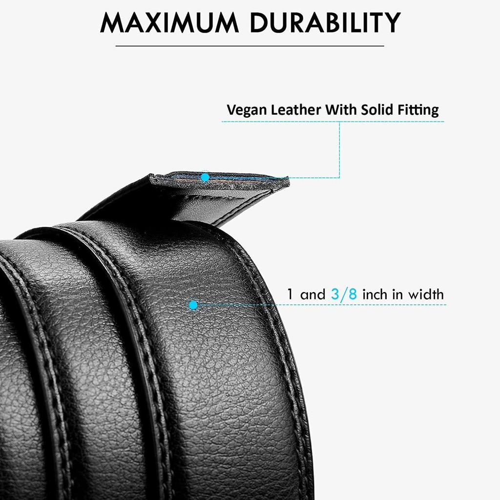 Herrengürtel aus veganem Leder für Männer | (Formell/Freizeitkleidung) | Schwarz