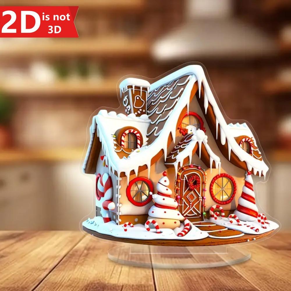 2D God Jul Pepparkakshus. Perfekt skrivbordsdekoration för hem & kontor. Idealisk festlig gåva.