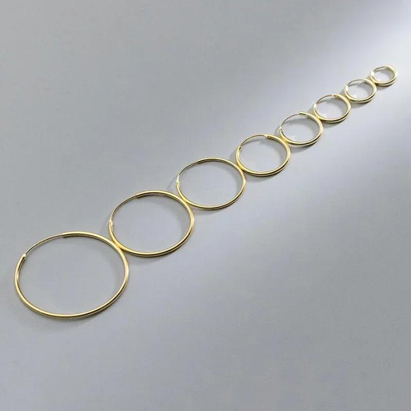 INZATT Real 925 Silver 1.2mm Wire Diameter Large Hoop Earrings for Women Trendy Fine Jewelry Minimalist Accessories 10MM Diameter 1.2MM золотой