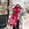 Women Fashion Christmas Elemental Pattern Knitted Woolen Scarf Warm Shawl Couples Christmas Gifts