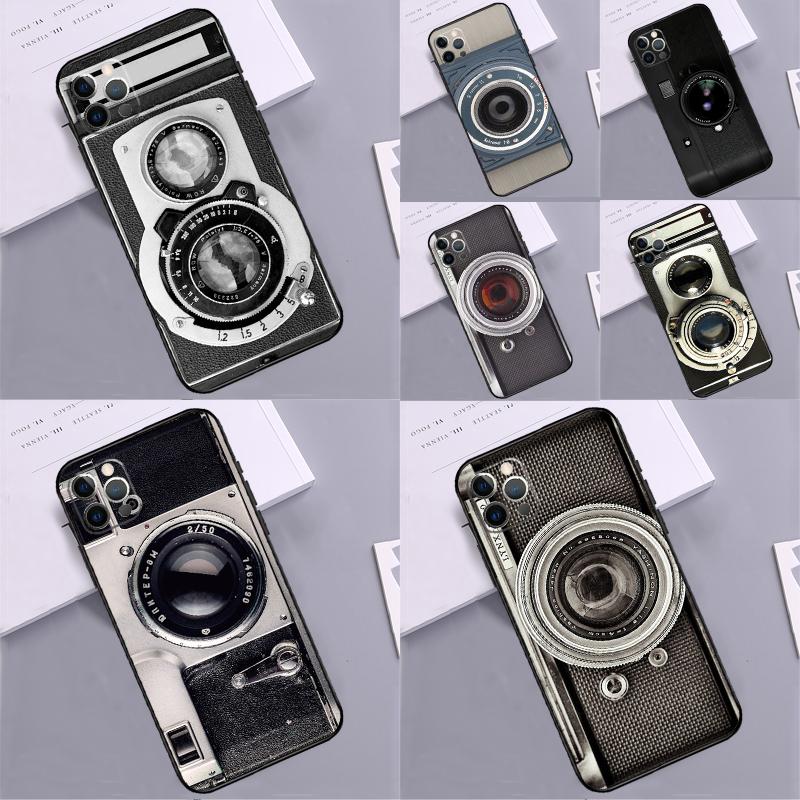 Retro Camera Bumper Case For iPhone 16 14 15 Pro Max 11 12 13 Pro Max Mini XR 16e 16 15 Plus Phone Cover