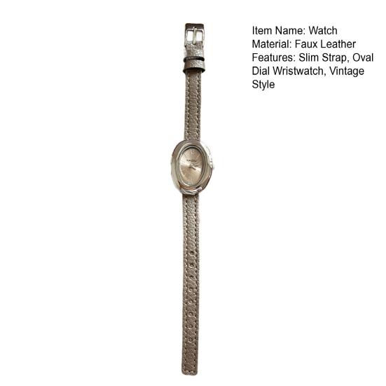 Dames Ovaal Polshorloge Vintage Stijl Quartz Horloge Slanke Kunstlederen Band Elegant Retro Dameshorloge Cadeau voor Haar Moeder Vrouw
