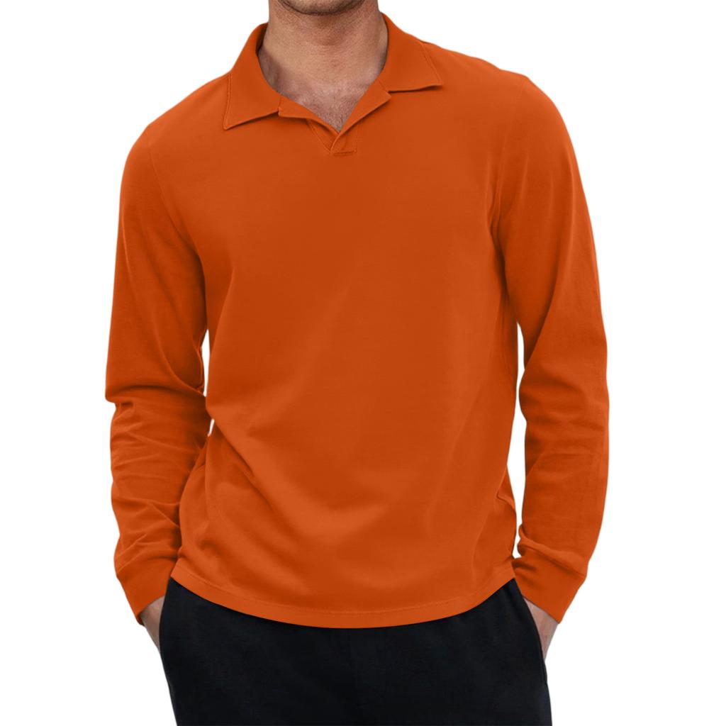 Men's Casual Retro Small V-neck Long-sleeved Top