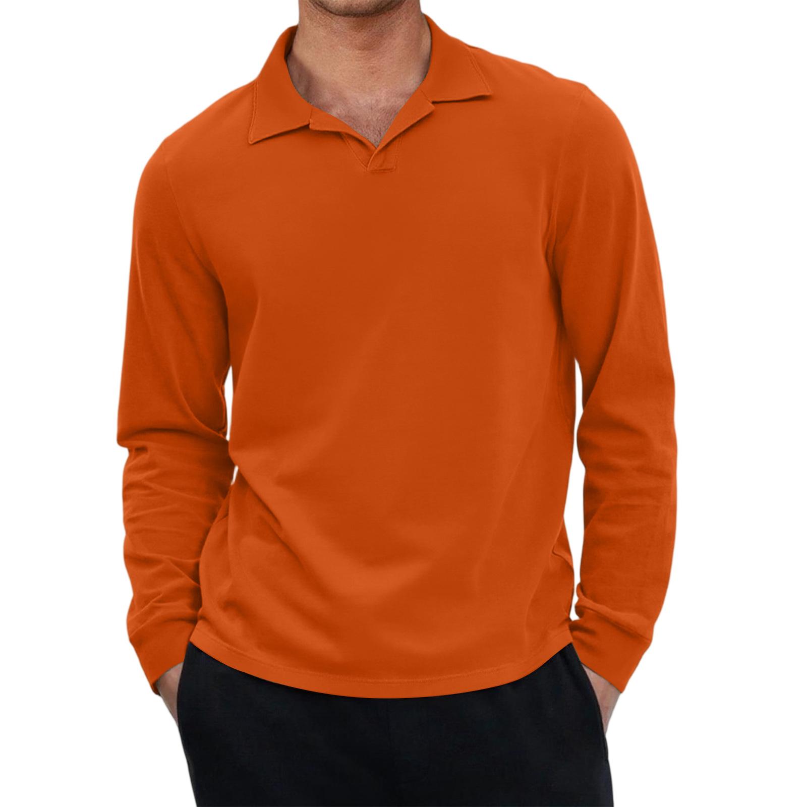 

Men s Casual Retro Small V-neck Long-sleeved Top XXXL оранжевый