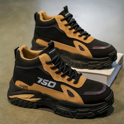 Men's Shoes Autumn New High-top Casual Sports Heightening Non-slip Men's Martin Boots Mountaineering Thick-soled Wear-resistant Tooling Shoes