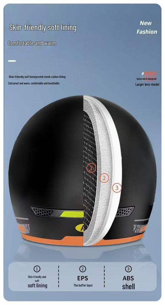 3C Certified Winter Electric Vehicle Safety Helmet: Unisex, Warm, Half-Helmet