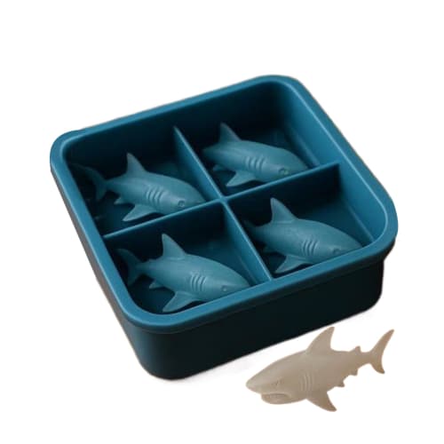 Homkilkn Shark-Shaped Silicone Mold, 3D Ice Tray, Easy-Remove Shark-Shaped Silicone Tray for Water Drinks, Refrigerators, and Kitchen Appliances