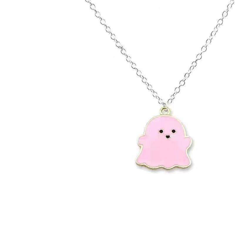 2pcs Cute Ghost Pendant Necklaces For Women Men Best Friend Lovely Ghost Pendant Couple Necklace Fashion Jewelry