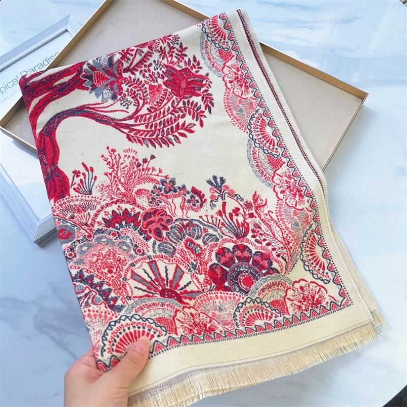 

Retro Shenshu imitation cashmere scarf for women s dual-purpose thickened warm autumn and winter student scarf air conditioner shawl 180x65cm бежевый