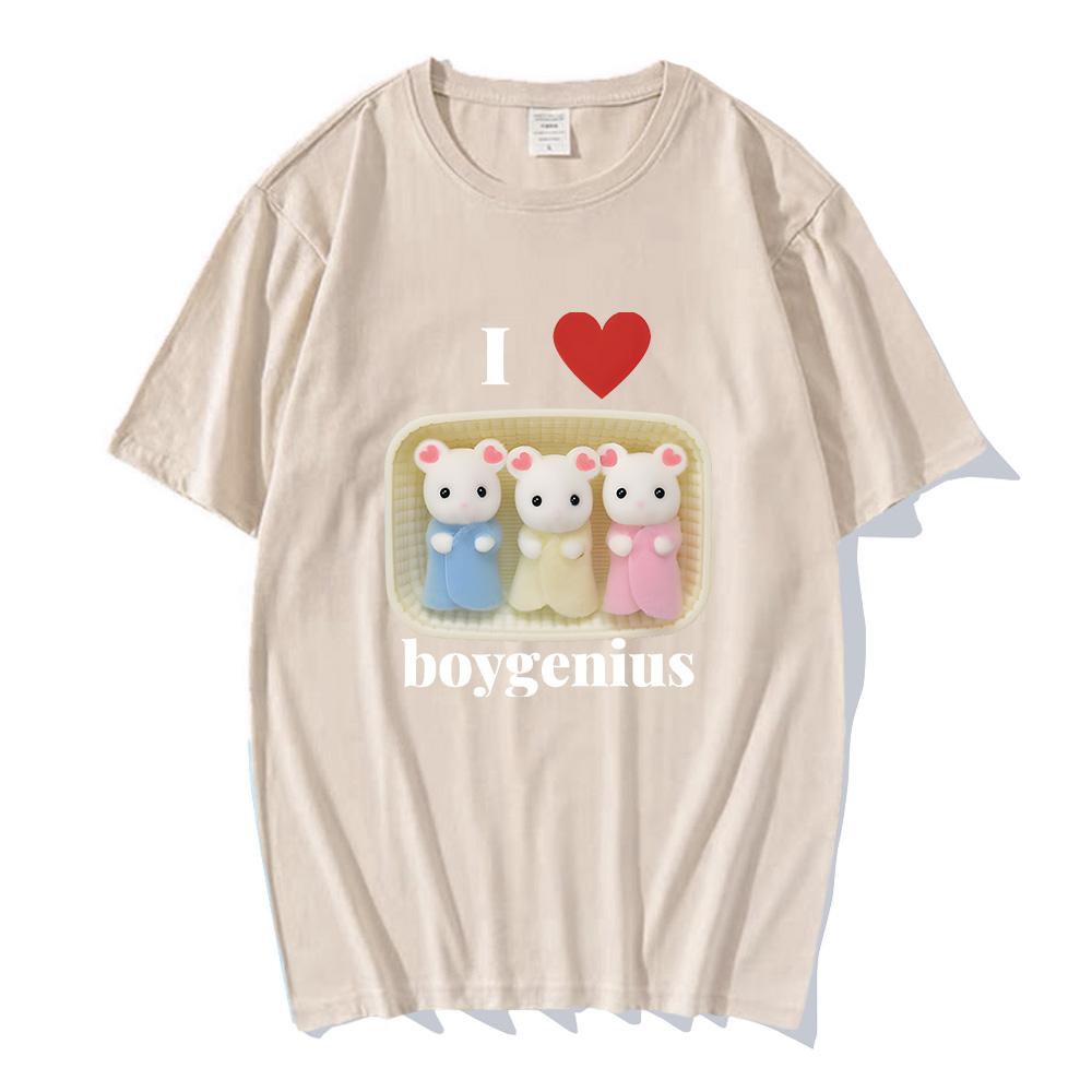 I Heart Boygenius Calico Critter Baby Design T-shirts for Women Men Cute Cotton Tshirts Anime Print Soft O-neck Tees Summer Tops