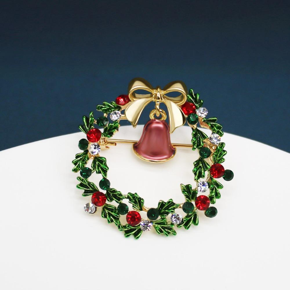 Korean Style Christmas Brooch Snowman Christmas Tree Brooch Cute Enamel Rhinestone Brooches  Girls