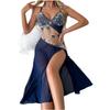 Hot-selling perspective mesh embroidery sexy suspenders, split-ended long skirts, erotic underwear sets are in stock.