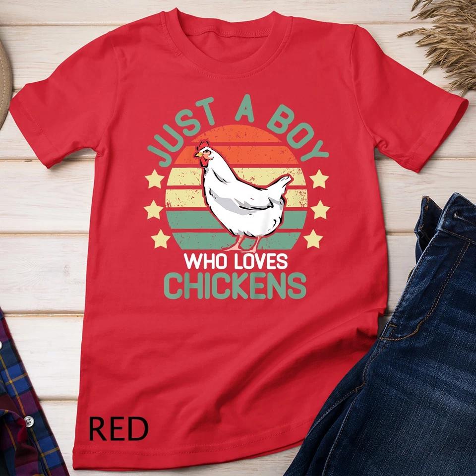 Kids chicken shirt kids Just A Boy Who Loves Chickens farm gifts Unisex T-shirt 5 4XL