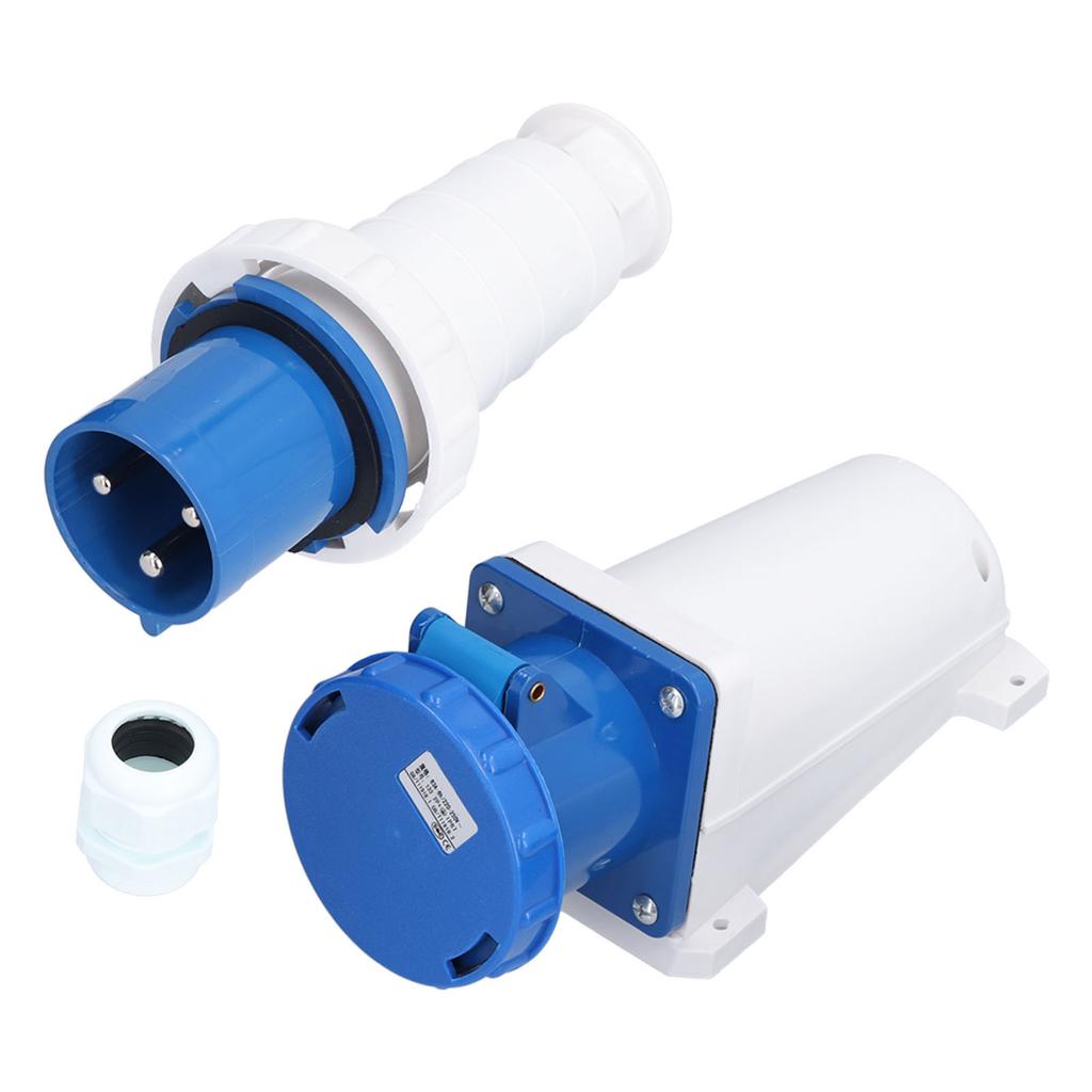 Złącze Przemysłowe Wodoodporne Kabel Przewód Wtyczka Gniazdo 3-fazowe 3-pinowe 2P+E 220250V 63A