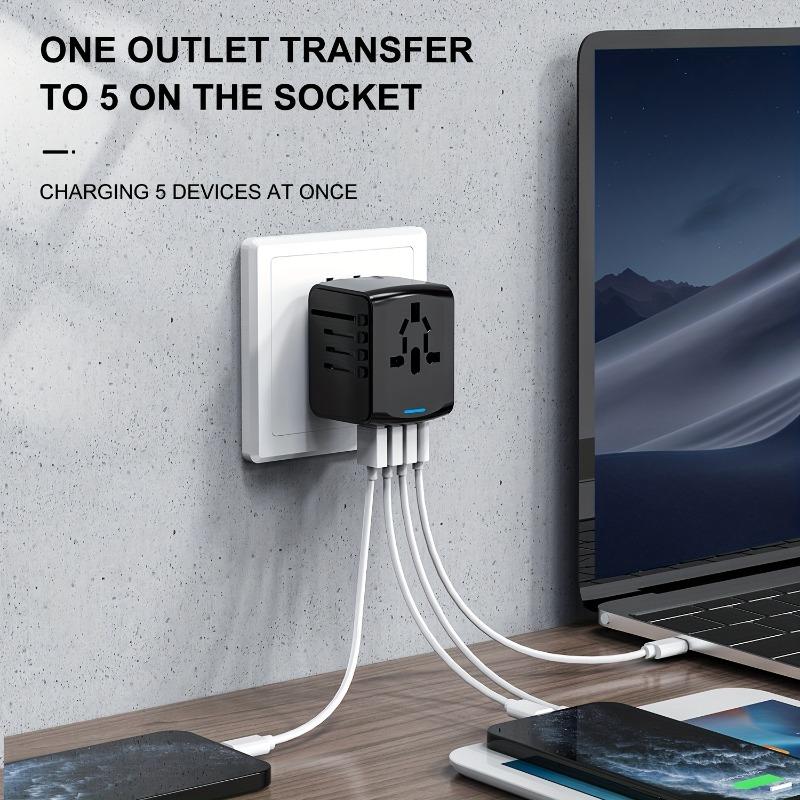 Universeller Reiseadapter Reiseladegerät für US EU UK AUS Reisen mit 3 USB- und 1 Typ-C-Anschluss