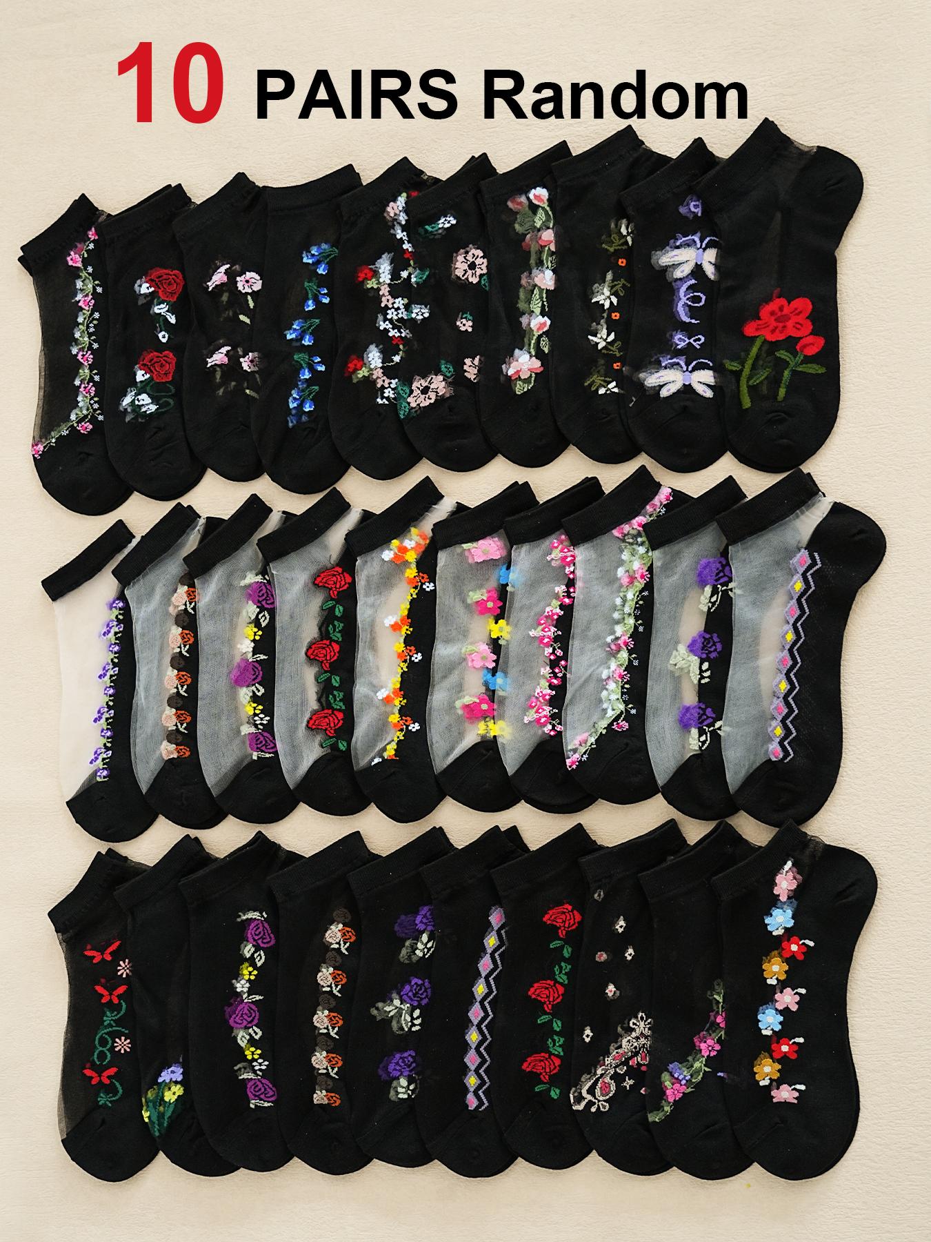 

10 пар женских прозрачных носков летние носки с оборками тонкие прохладные носки прозрачные шелковистые кружевные до щиколотки милые носки чулки One Size