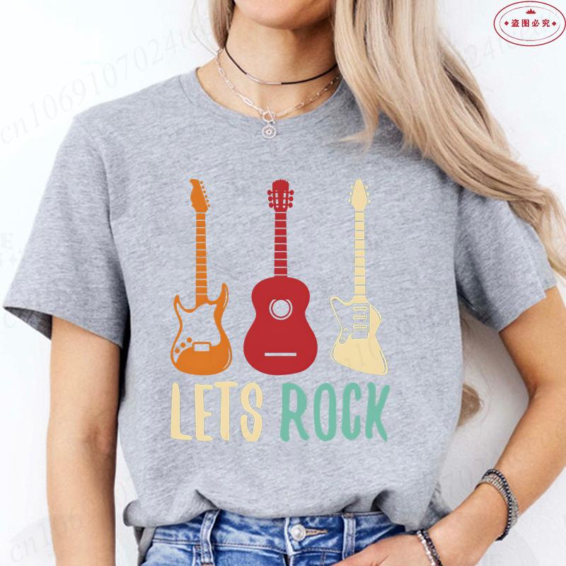 Aesthetic T-shirt Women Clothing Fashion Guitar Graphic Y2k Tops Harajuku Comfortable O Neck Short Sleeve Female Tees Shirt
