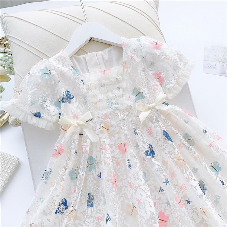 Princeznovské krajkové šaty s motýlky - Léto 2022 Korejský styl Dívčí móda W001