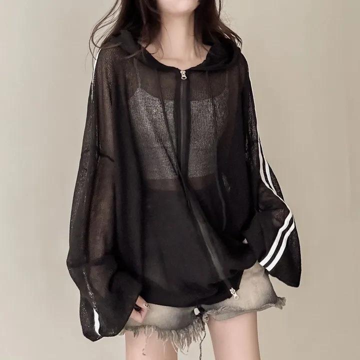 

Тонкая льняная куртка Модная женская куртка Солнцезащитная одежда Ретро Свободный кардиган с длинными рукавами M чёрный