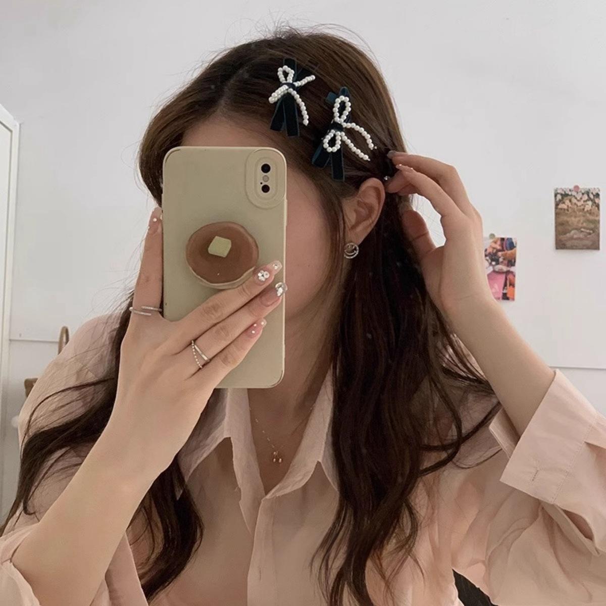 Корейская жемчужная бархатная заколка-бант зажим для челки накладка на затылок менее простая темперамент боковой зажим аксессуары для волос