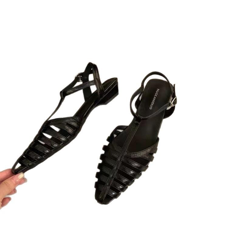 Fashion Women's Flat Sandals Fashion Summer Genuine Leather Casual Sexy Round Toe Party Daily Dress Up Sandals