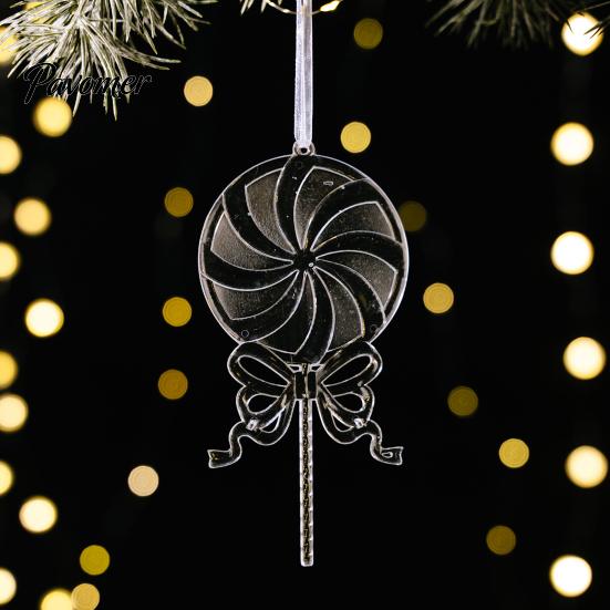 Durable Acrylic Hanging Decors Faux Crystal Christmas Ornaments, Clear Reindeer/Bell/Wreath/Wine Glass Winter Modern Holiday Ornament Collection