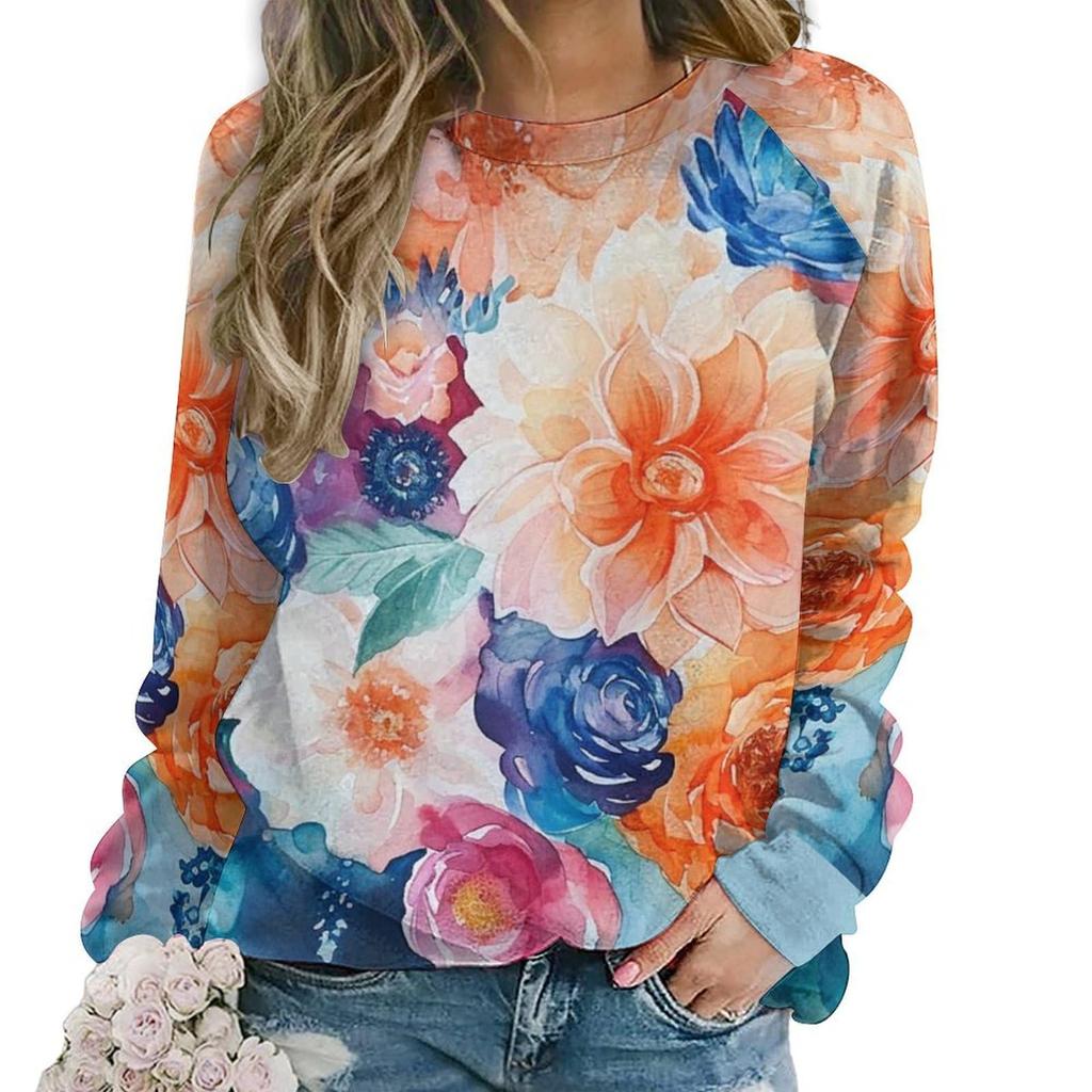 Floral Flower Pattern 3D Print Sweatshirts Women New Casual O-Neck Hoodies Streetwear Y2k Pullovers Harajuku Tops Woman Clothing
