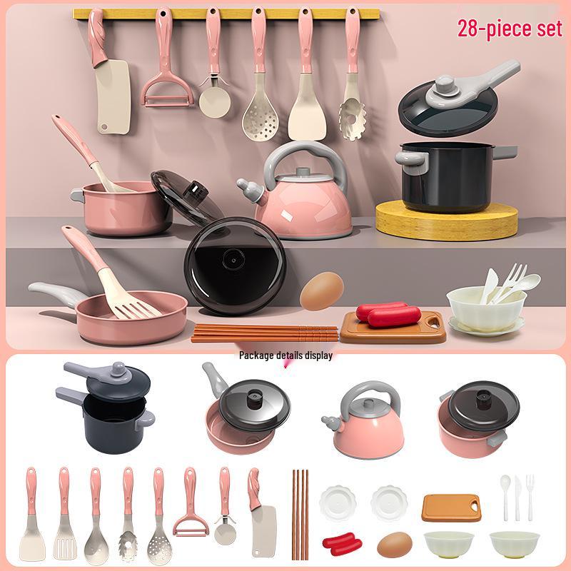 Large Pink Simulation Kitchen Playset for Kids: Includes Pressure Cooker, Induction Cooker, and Rice Cooker for Boys and Girls.
