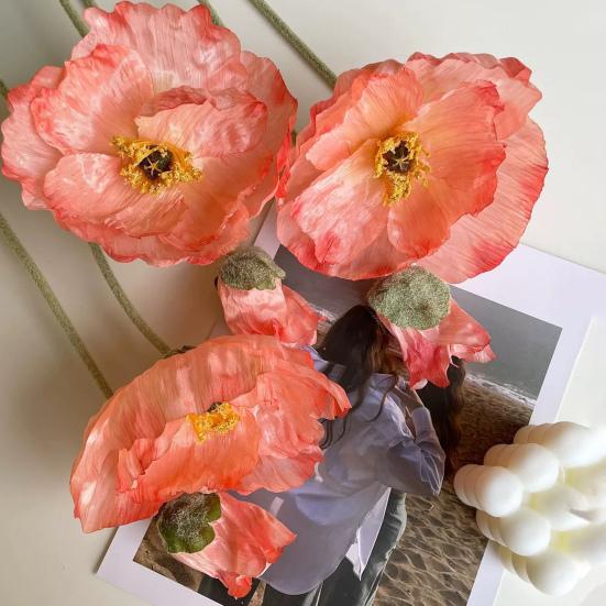 41,34 Zoll Künstliche Mohnblumen mit langem Stiel Realistische Falsche Kornblumen für Bodenvase Heim-Innendekor Hochzeitsveranstaltung