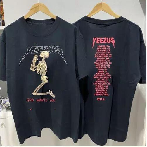 Kanye West 2013 Yeezus Tour God Wants You Cotton Black Unisex Tshirt Unisex T-Shirt XXL