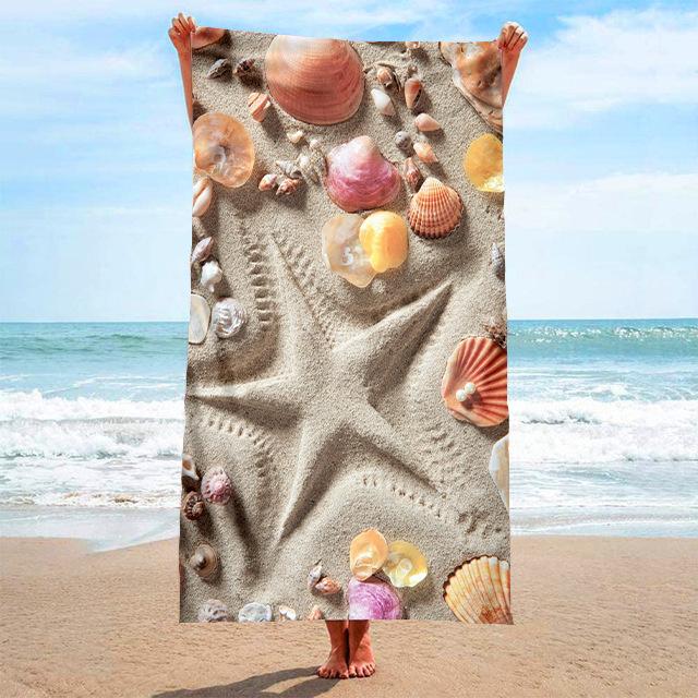 Starfish Shell Beach Towel Delicate Microfiber Kids Adults Bath Towel Outdoor Seaside Soft Blanket Living Room Home Decor Swim