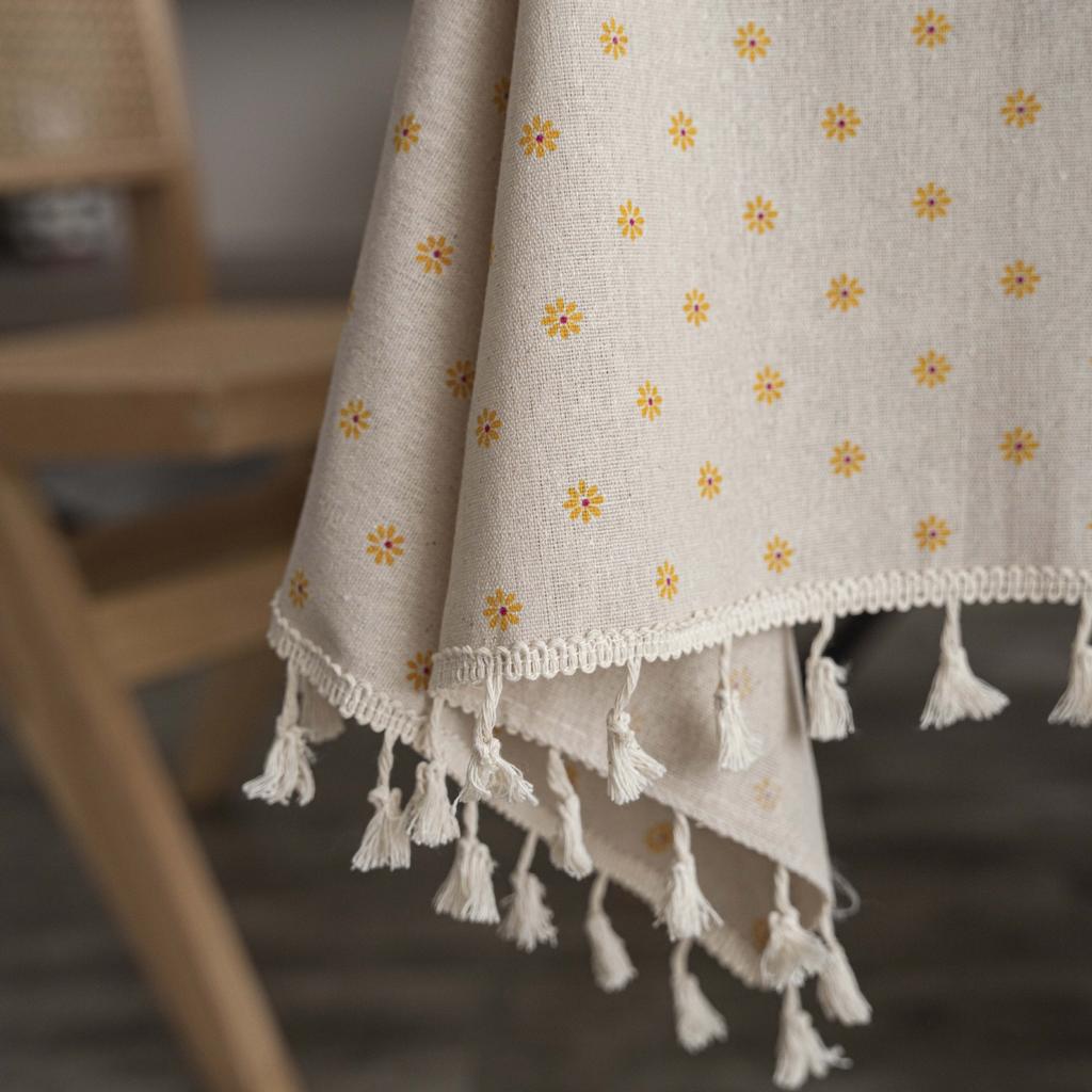 Cotton And Linen Decorative Fringed Cover Dustproof Coffee Table Bedside Table Desk Table Mat Tablecloth