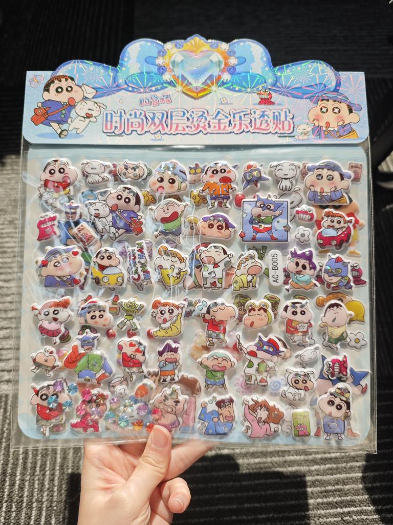 Kawaii Crayon Shin-chan 3D Double-Layer Cartoon Sticker Cute DIY Mobile Phone Case Decoration Sticker for Scrapbooking