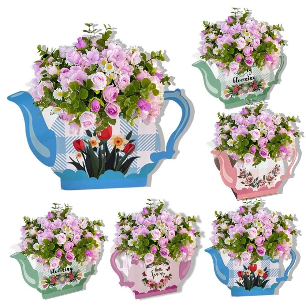 8pcs Creative Design Tea Party Decorations Floral Teapot Party Supplies Baby Shower