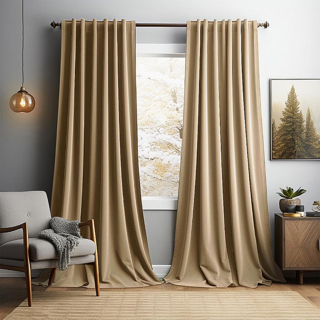 52x63 Inch Green Thermal Insulated Curtains - Soundproof Velvet Curtains With Grommets, Suitable For Bedroom And Living Room, Energy Saving Luxury