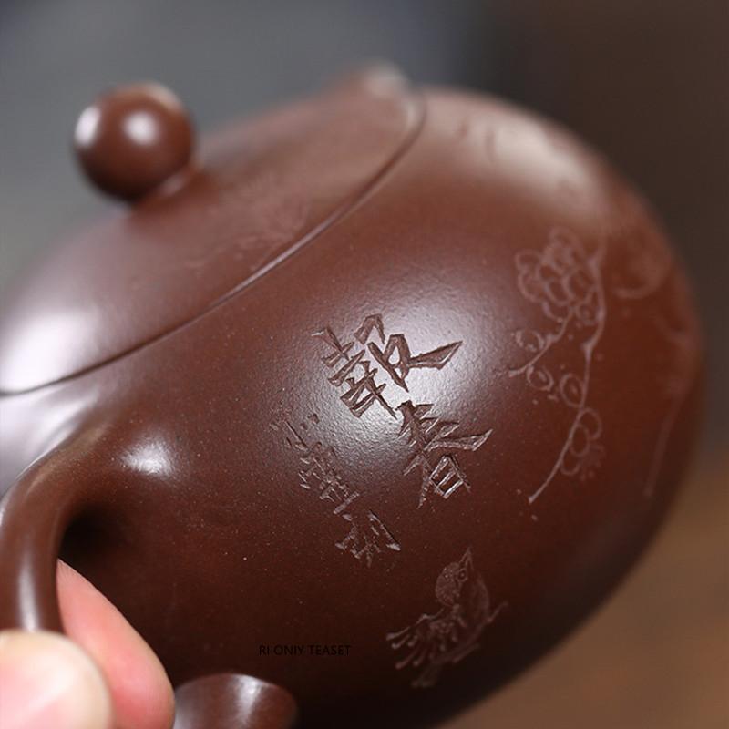 190ml Yixing Purple Clay Teapot Household Handmade Xishi Tea Pot Beauty Tea Infuser Kettle Chinese Raw Ore Zisha Tea Set Teaware