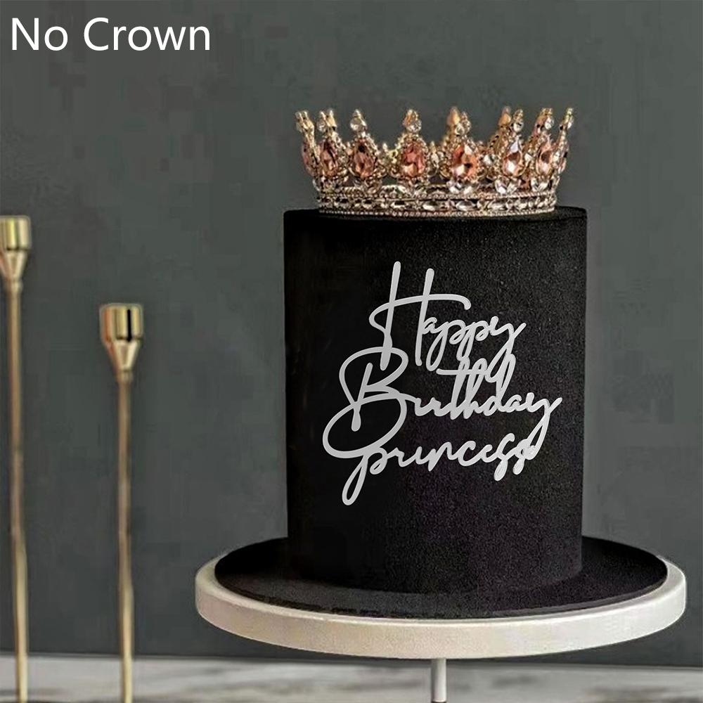 5 Stück Gold Silber Happy Birthday Prinzessin Kuchenaufsätze für Geburtstagsmädchen Damen Party Kuchen Dekoration Zubehör